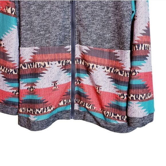 Fashion Express Tribal Western Full- Zip Long Sleeve Multicolored Jacket Sz M - Picture 2 of 10